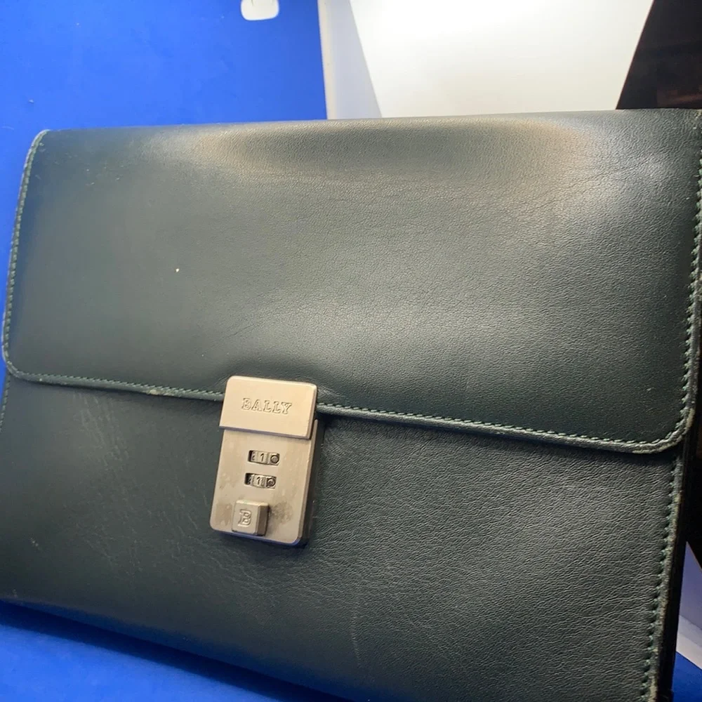 Vintage‎ Bally Leather Green Briefcase/Attaché